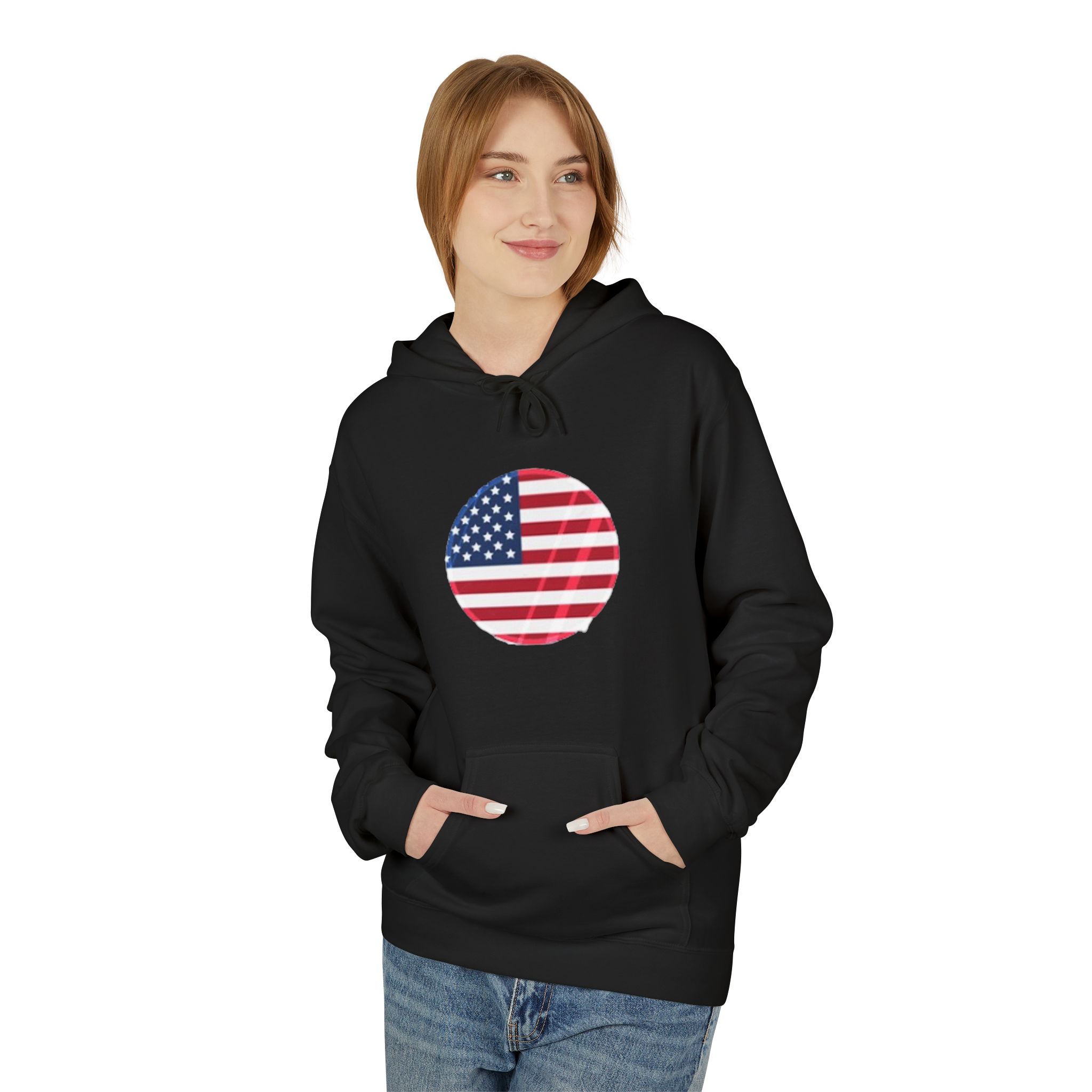 American Flag Circle Hoodie — USA Patriotic Pullover for 4th of July – Image 7