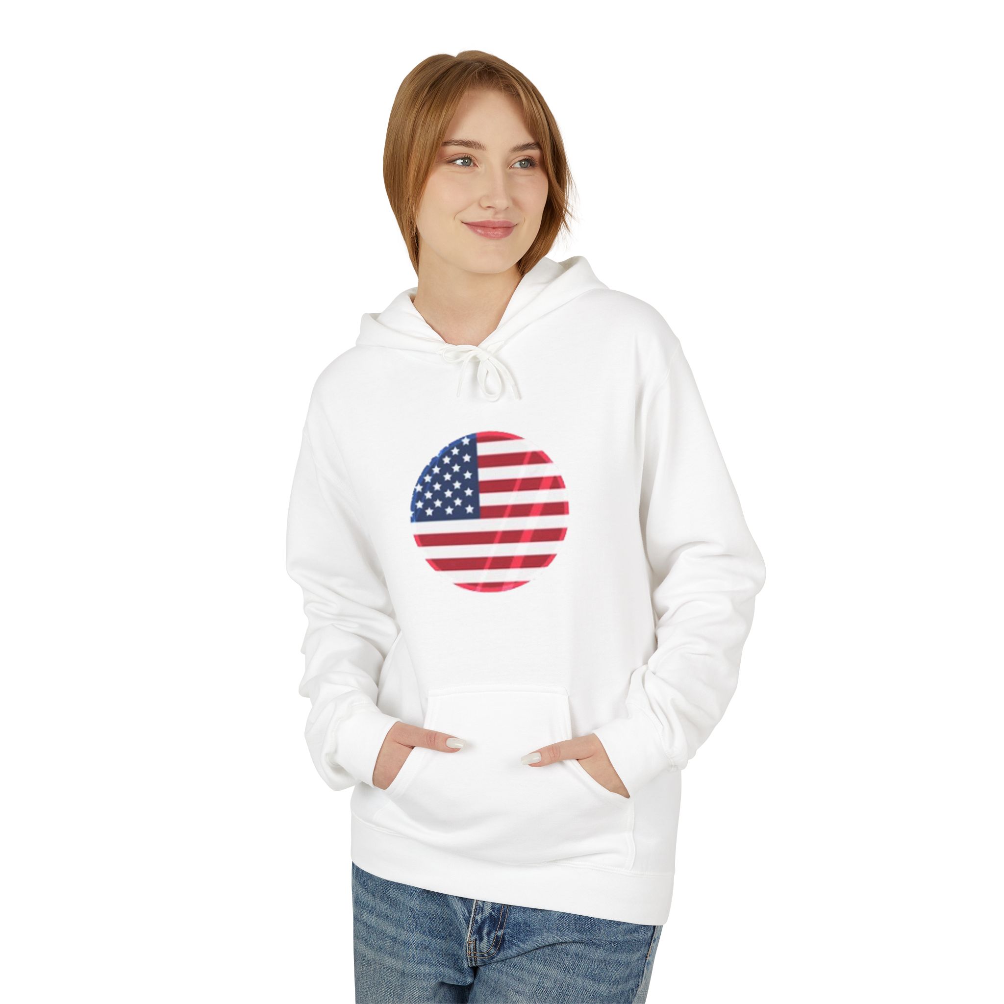 American Flag Circle Hoodie — USA Patriotic Pullover for 4th of July – Image 3