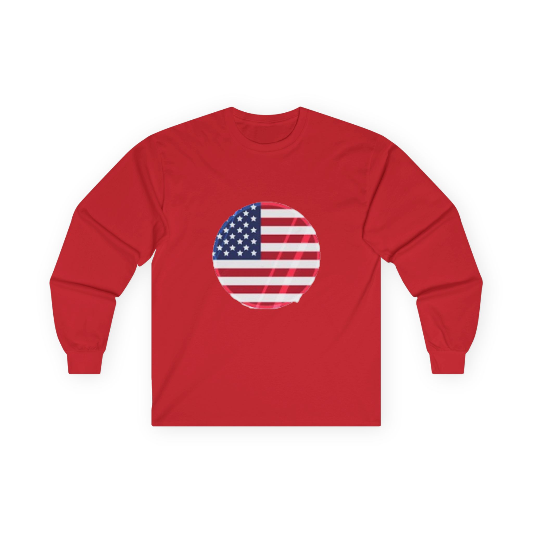 American Flag Circle Long Sleeve Tee — Patriotic USA Shirt for 4th of July – Image 31