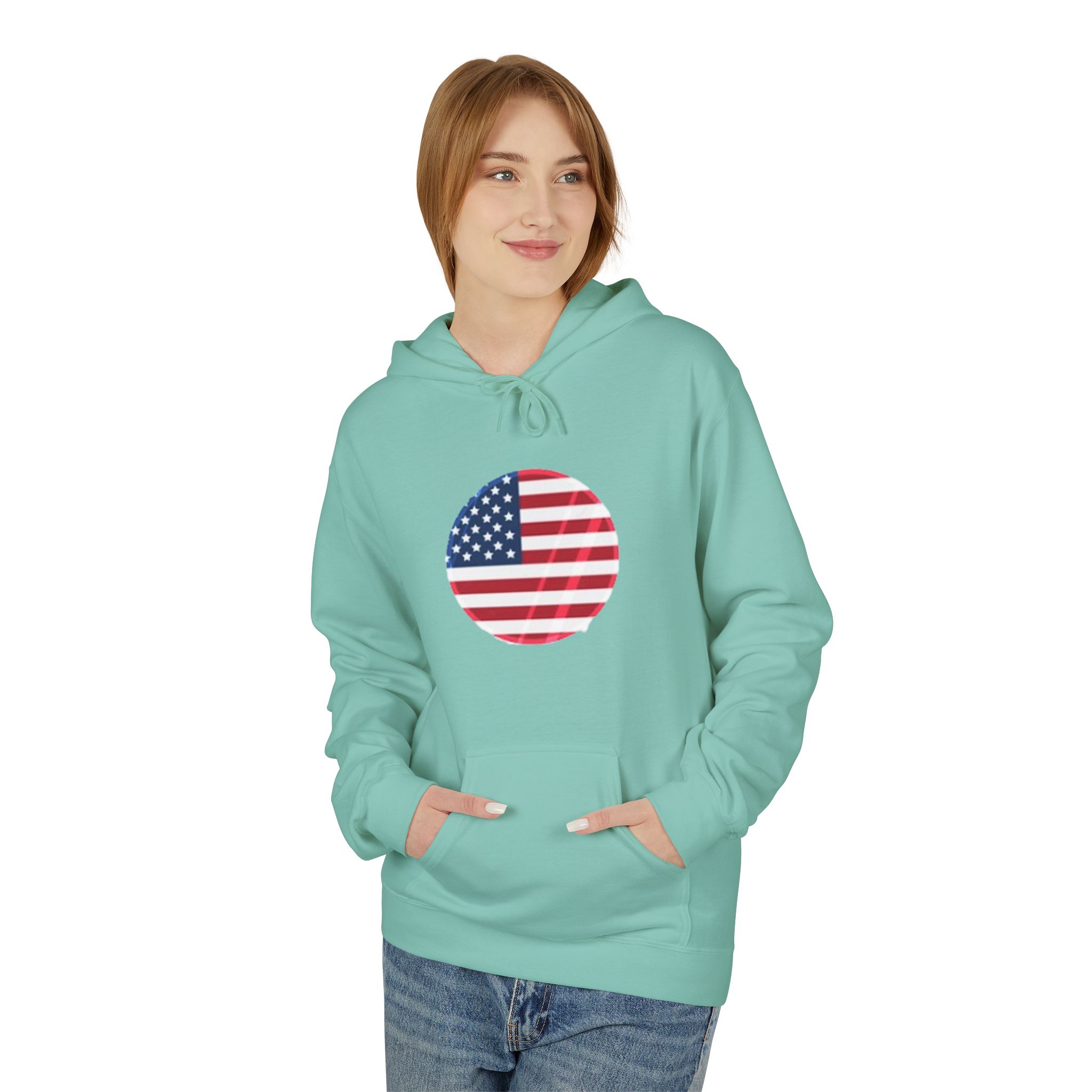 American Flag Circle Hoodie — USA Patriotic Pullover for 4th of July – Image 31