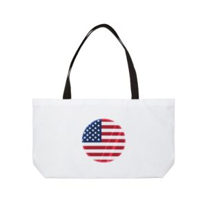 Weekender Tote Bag — American Flag Lip Print Canvas Travel Tote