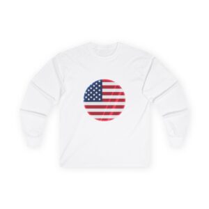 American Flag Circle Long Sleeve Tee — Patriotic USA Shirt for 4th of July